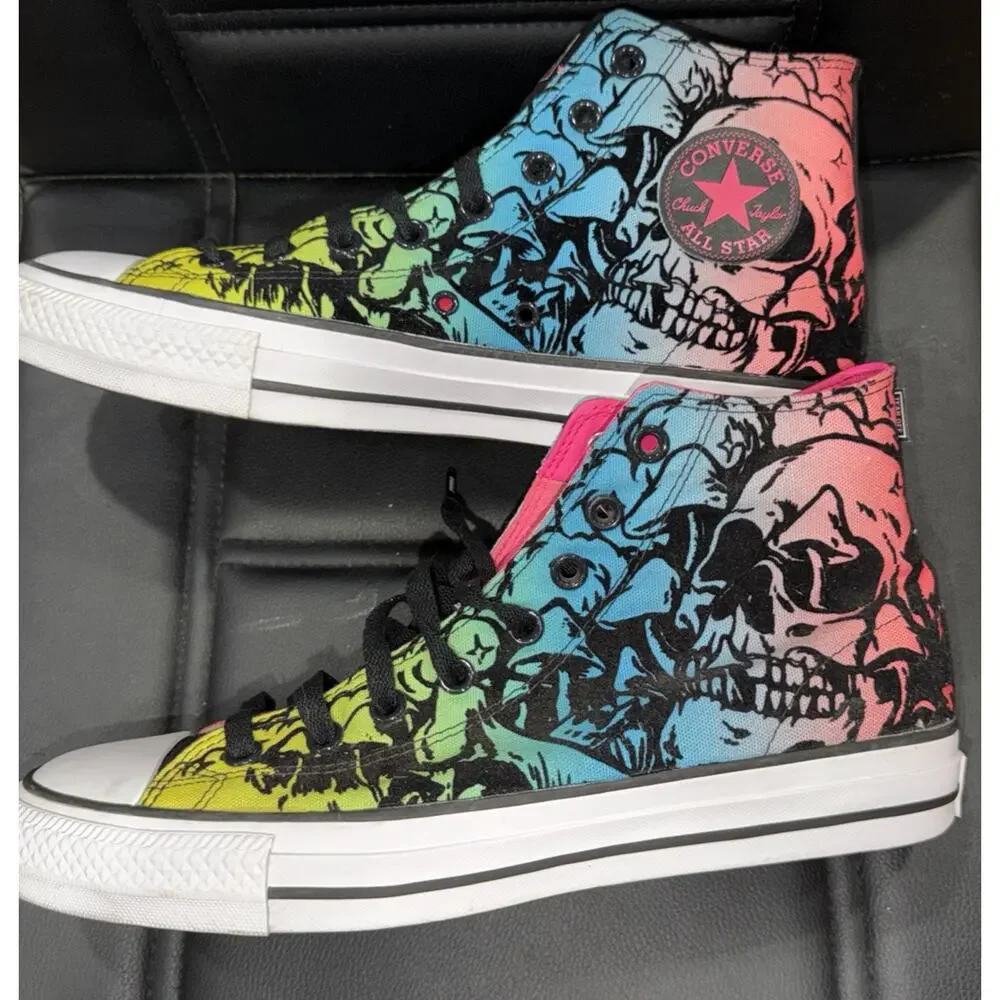 Converse CONS Skull Tie Dye High Top Sneakers Men 9 Women 11 - Picture 6 of 7
